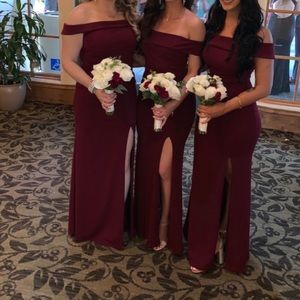 Maroon/ red wine off the shoulder maxi dress